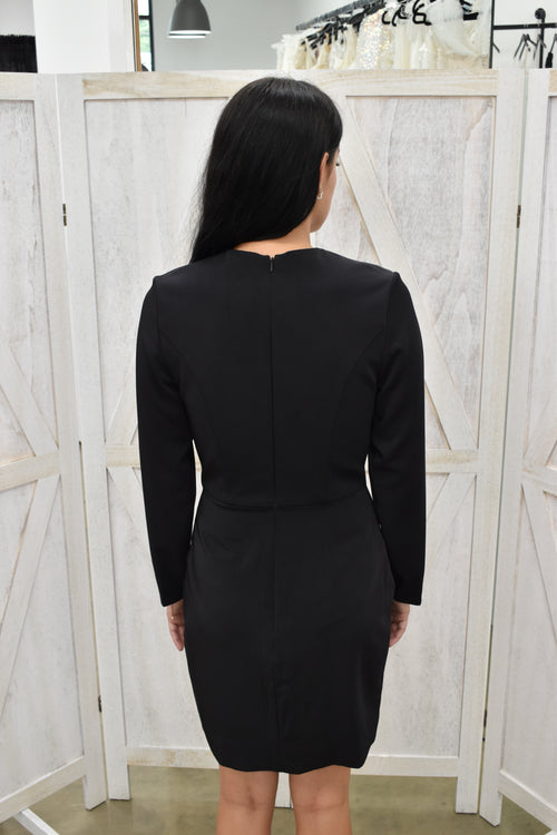 Black Long Sleeve Triple White Bow Cutout Mini Dress