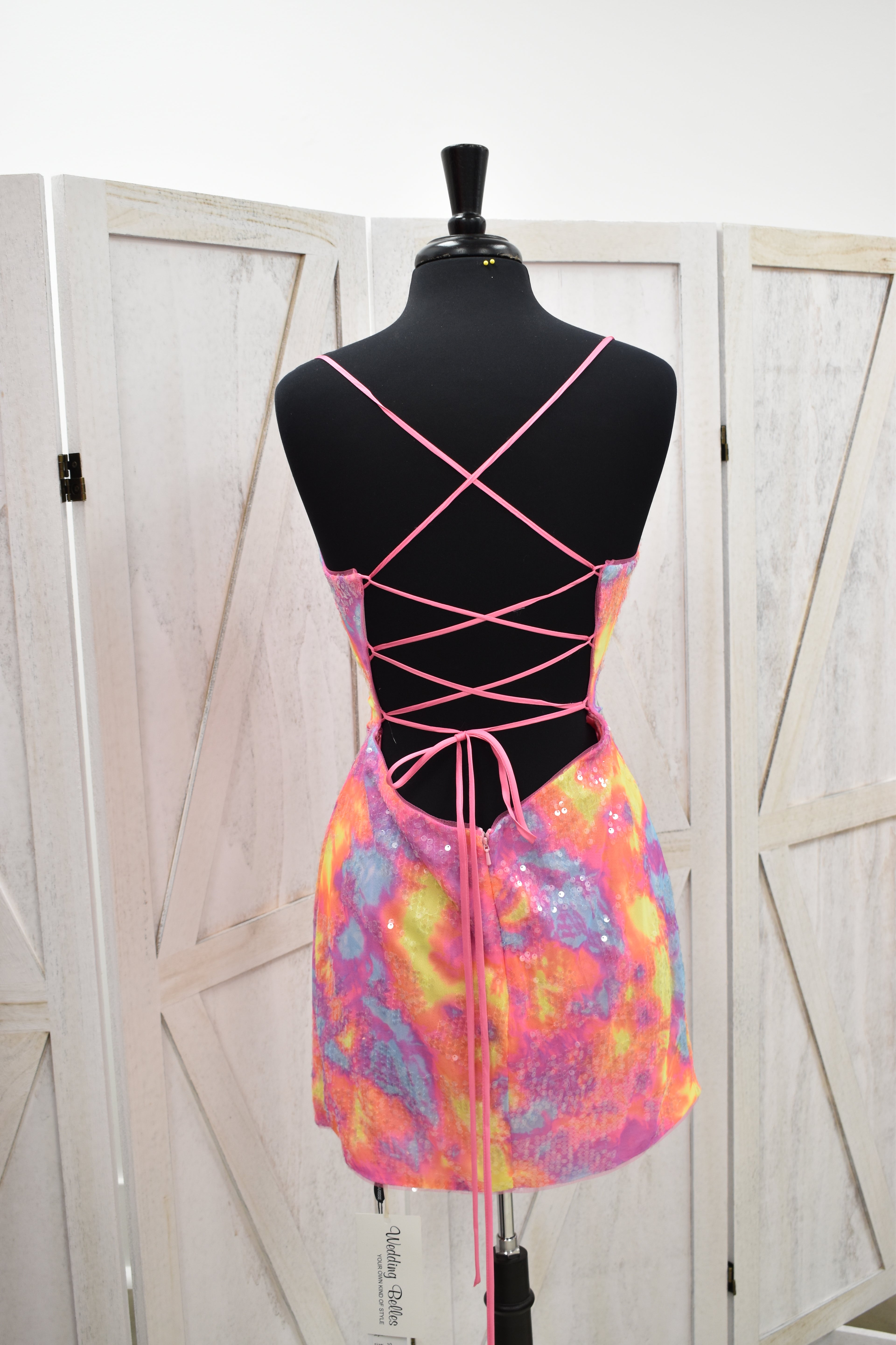 Tie-Dye Sequin Scoop Neck Bodycon Mini Dress