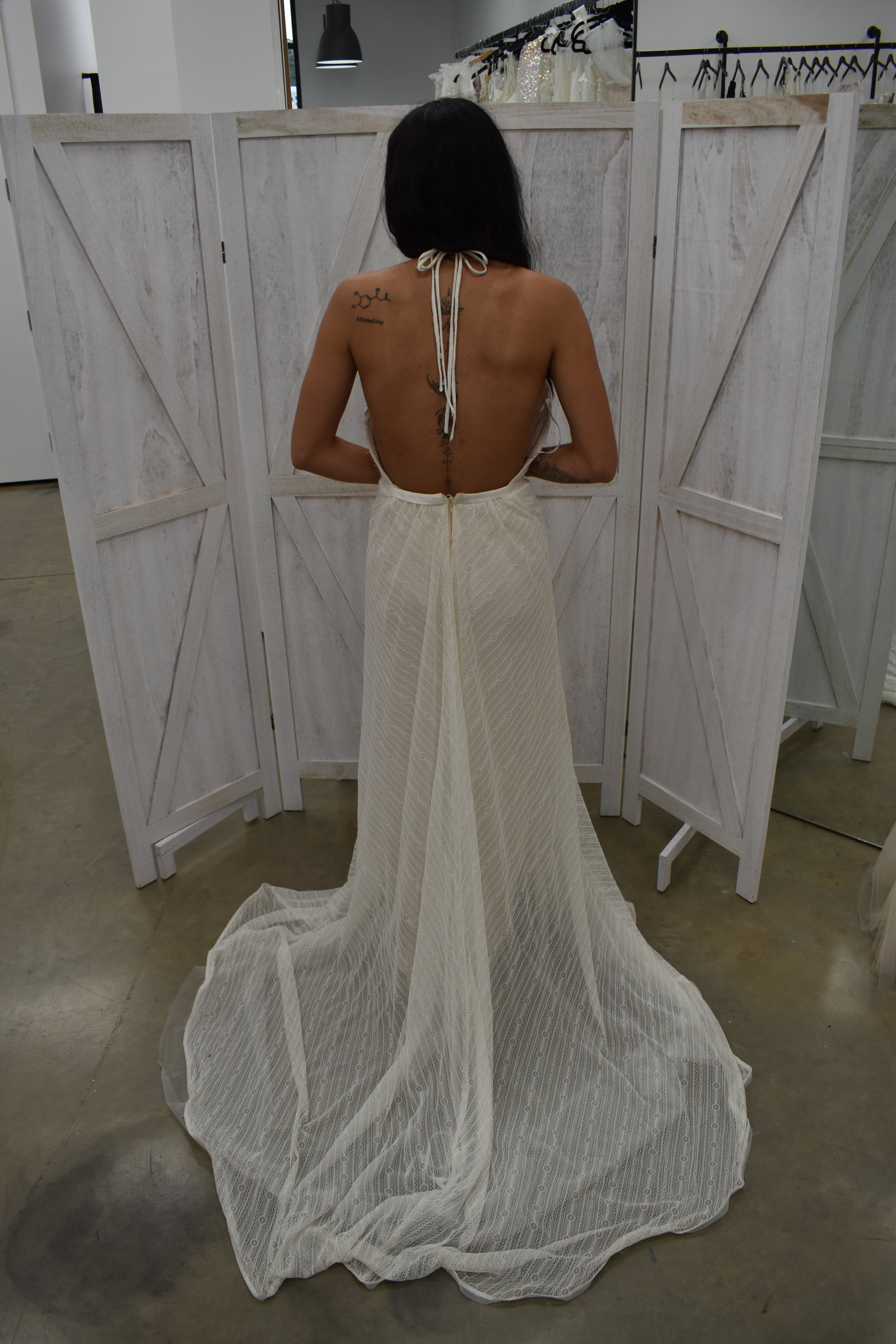 Halter Neck Shimmer Chiffon Gown with Open Back
