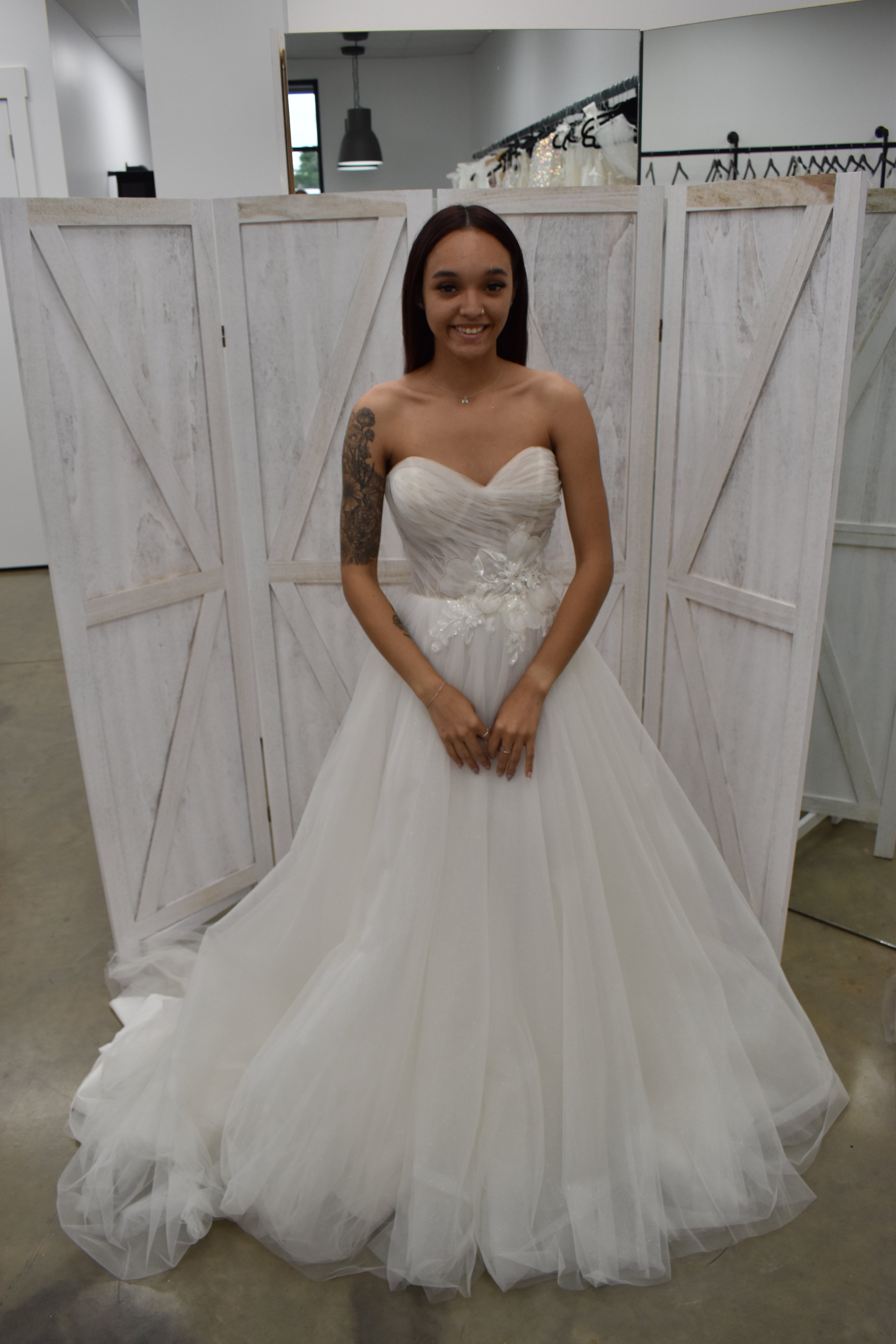 Sweetheart Tulle Ballgown with Floral Bodice & Corset Back
