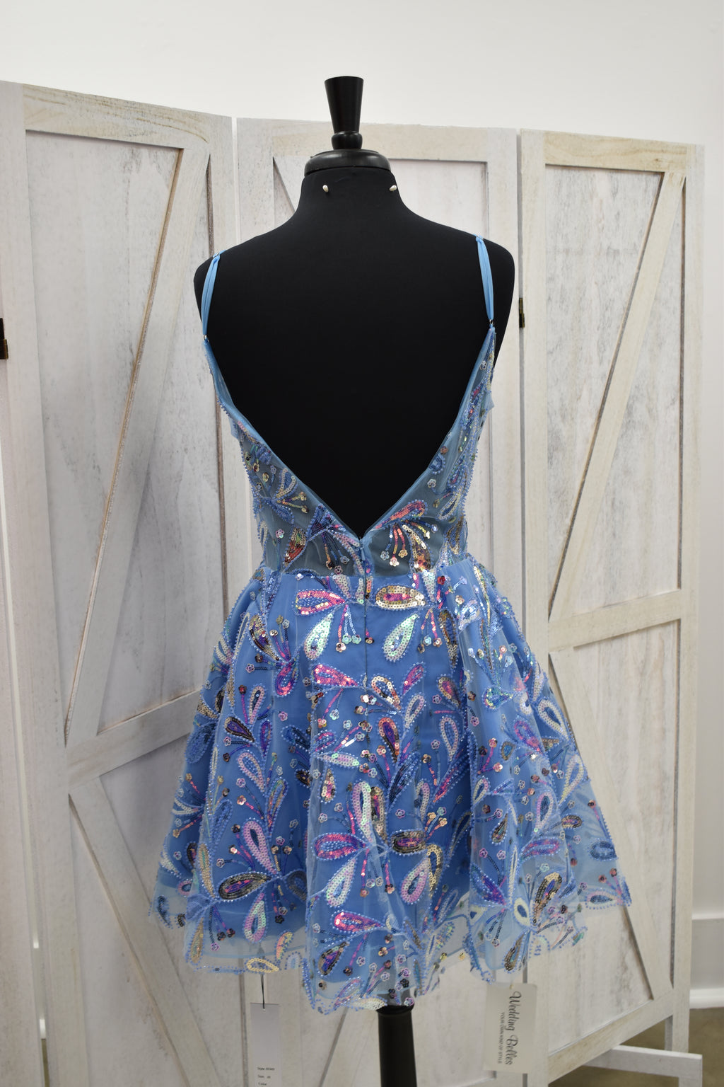 Periwinkle Paisley Sequin A-Line Mini Dress