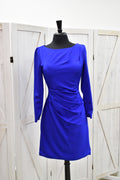 Royal Blue Long Sleeve Ruched Sheath Dress