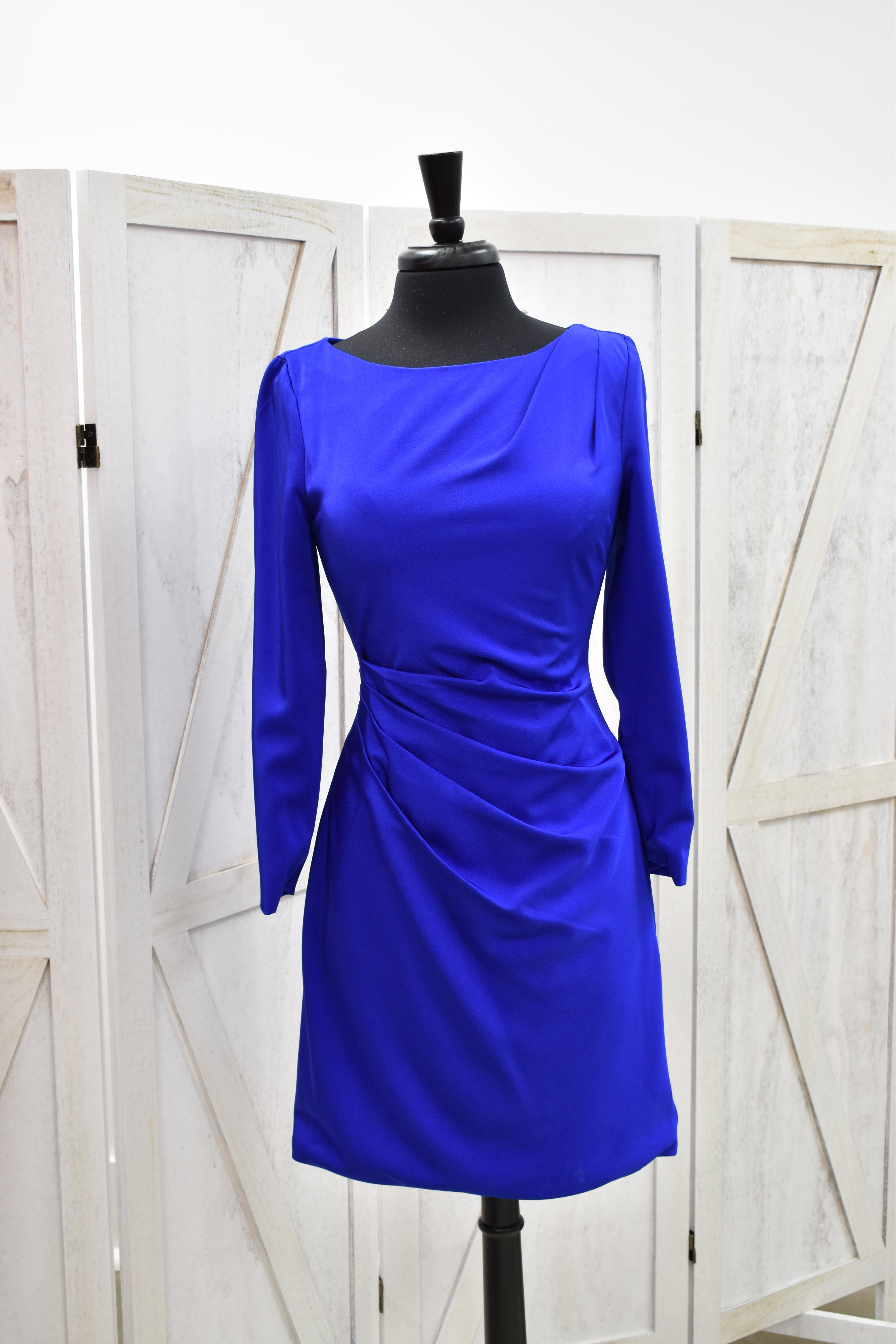 Royal Blue Long Sleeve Ruched Sheath Dress