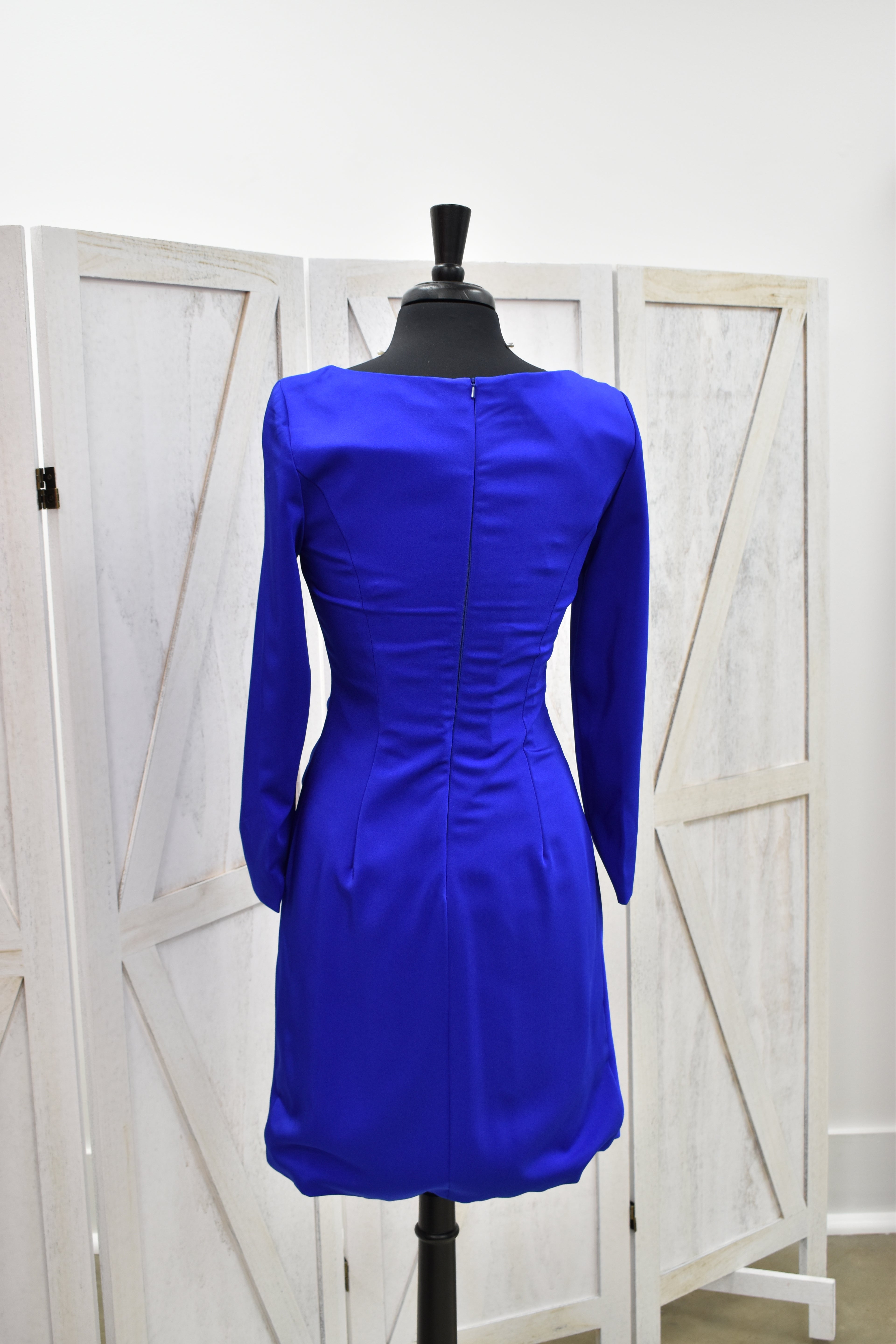 Royal Blue Long Sleeve Ruched Sheath Dress