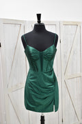 Emerald Green Shimmer Corset Bodycon Mini Dress