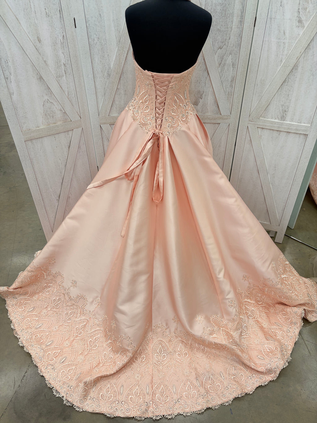 Blush Beaded Halter Quinceañera Ball Gown