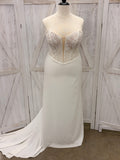 Ivory Strapless Lace Bodice Crepe Mermaid Wedding Gown