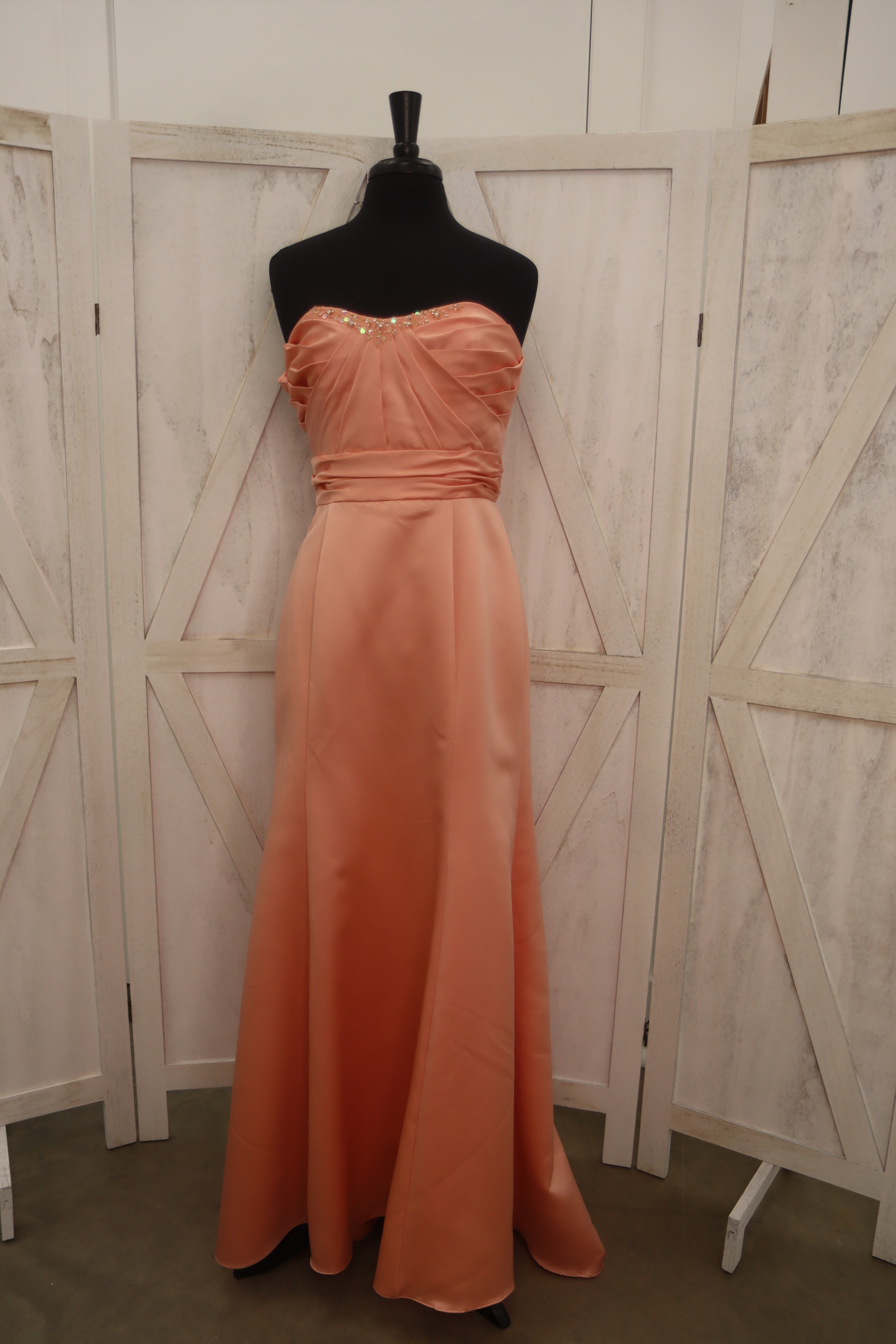 Salmon Strapless Corset Back Bridesmaid Gown – Size 10