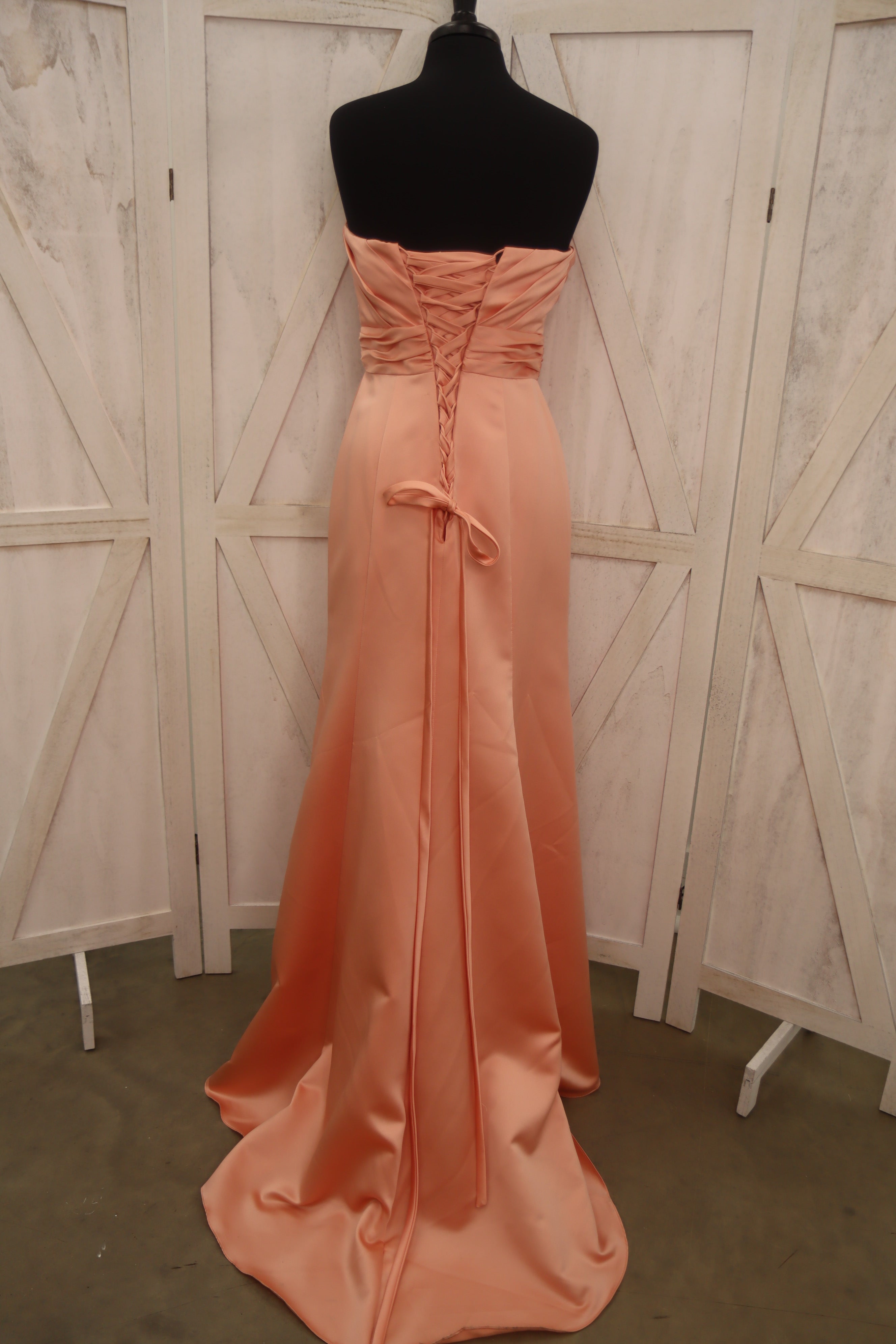 Salmon Strapless Corset Back Bridesmaid Gown – Size 10