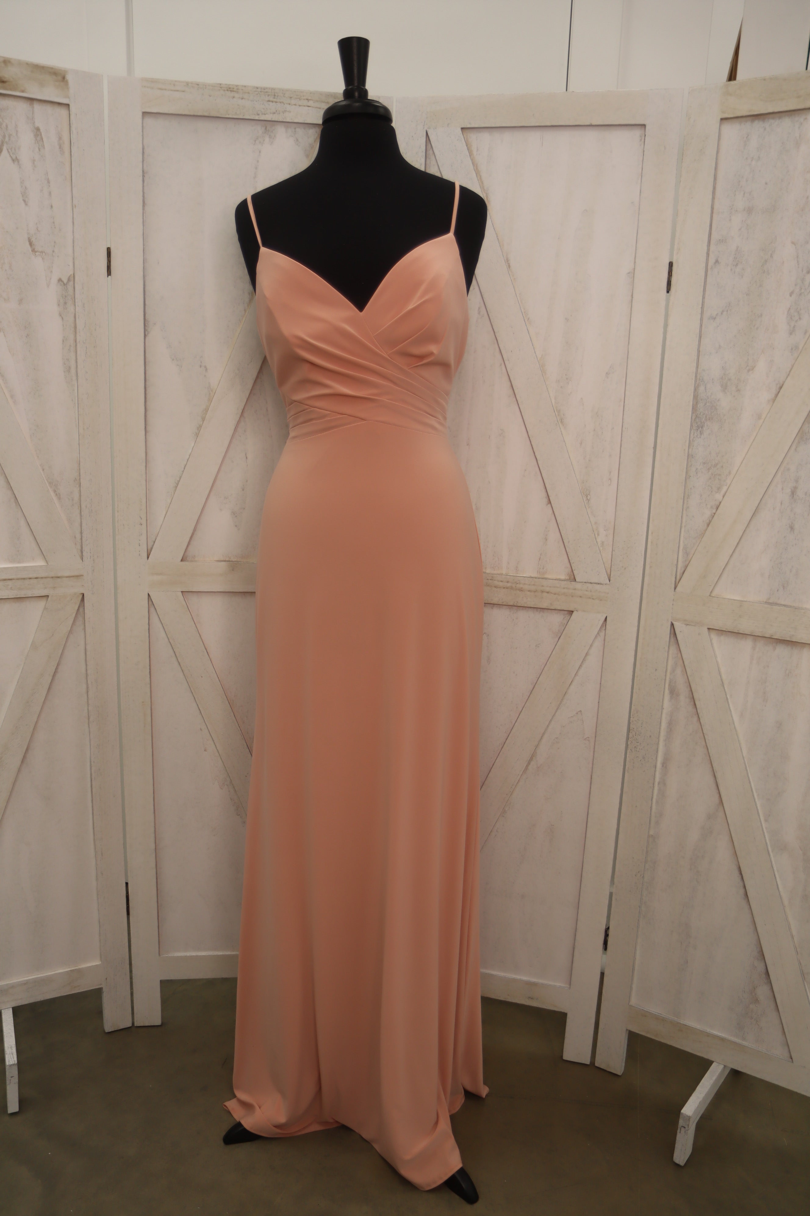 Rose Spaghetti Strap Open Back Bridesmaid Gown – Size 8