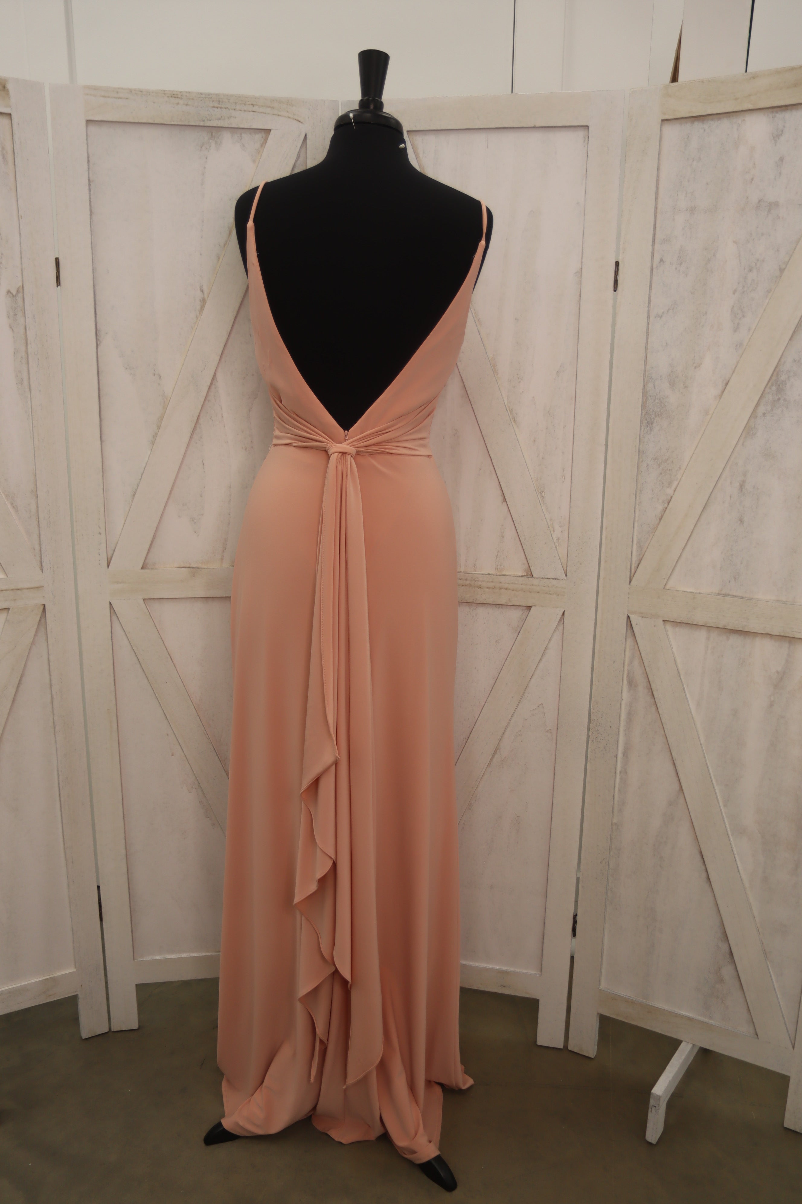 Rose Spaghetti Strap Open Back Bridesmaid Gown – Size 8