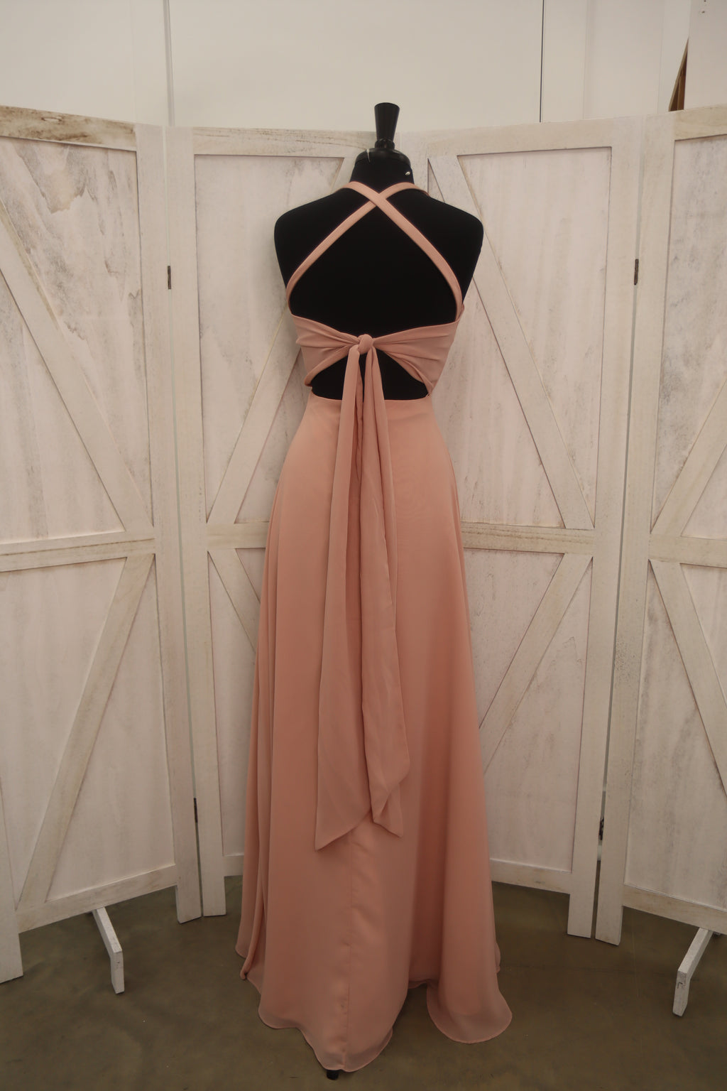 Mellow Rose Halter Open-Back Chiffon Gown
