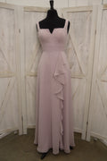 Blush Chiffon Cascade Ruffle Bridesmaid Gown