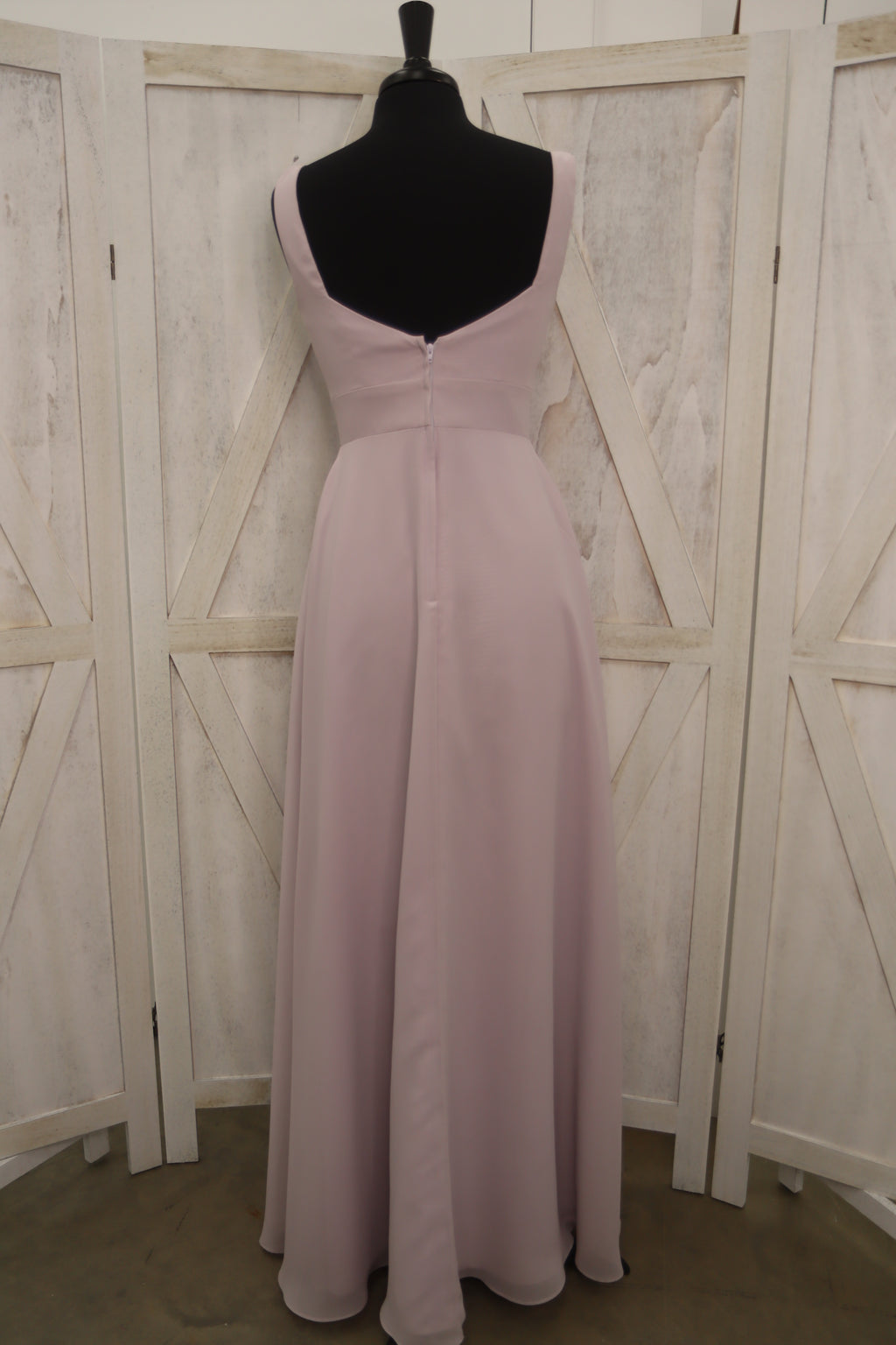 Blush Chiffon Cascade Ruffle Bridesmaid Gown
