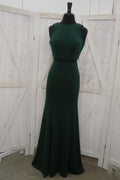 Emerald Green High Jewel Neck Sleeveless Belted Mermaid Mother of the Bride Gown